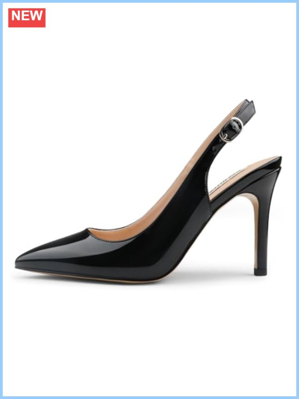 Slingback High Heels Stiletto Pointed Closed Toe Pumps Faux Leather
